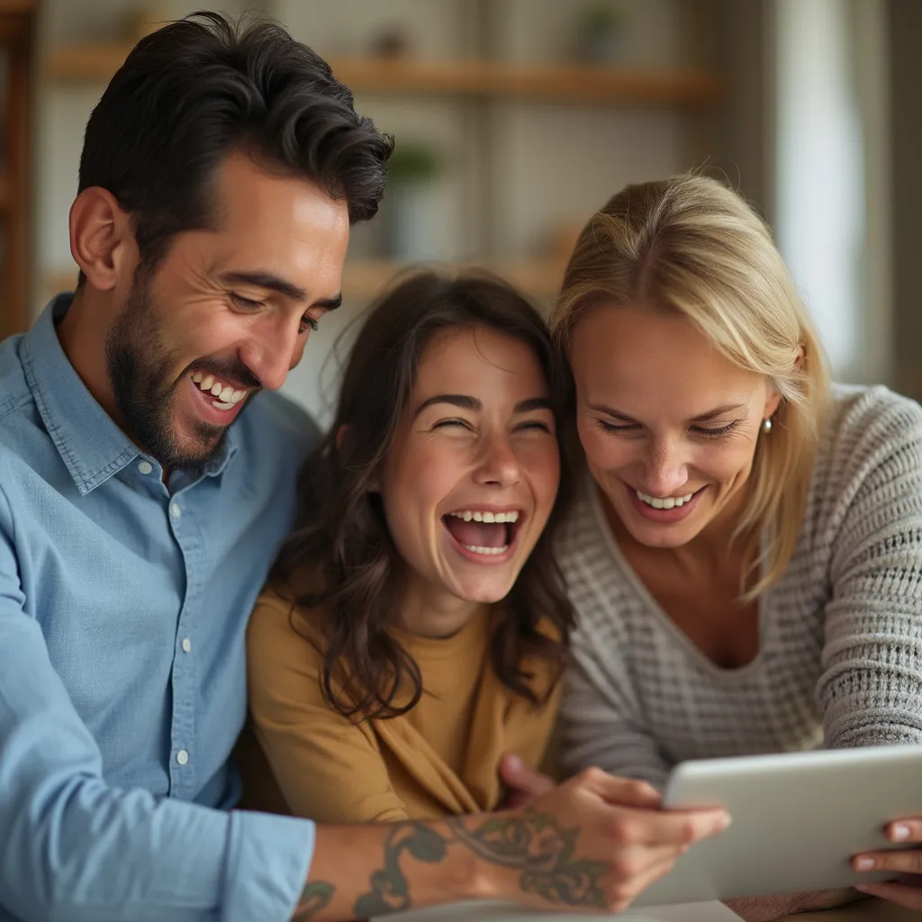 Família feliz após consultoria financeira